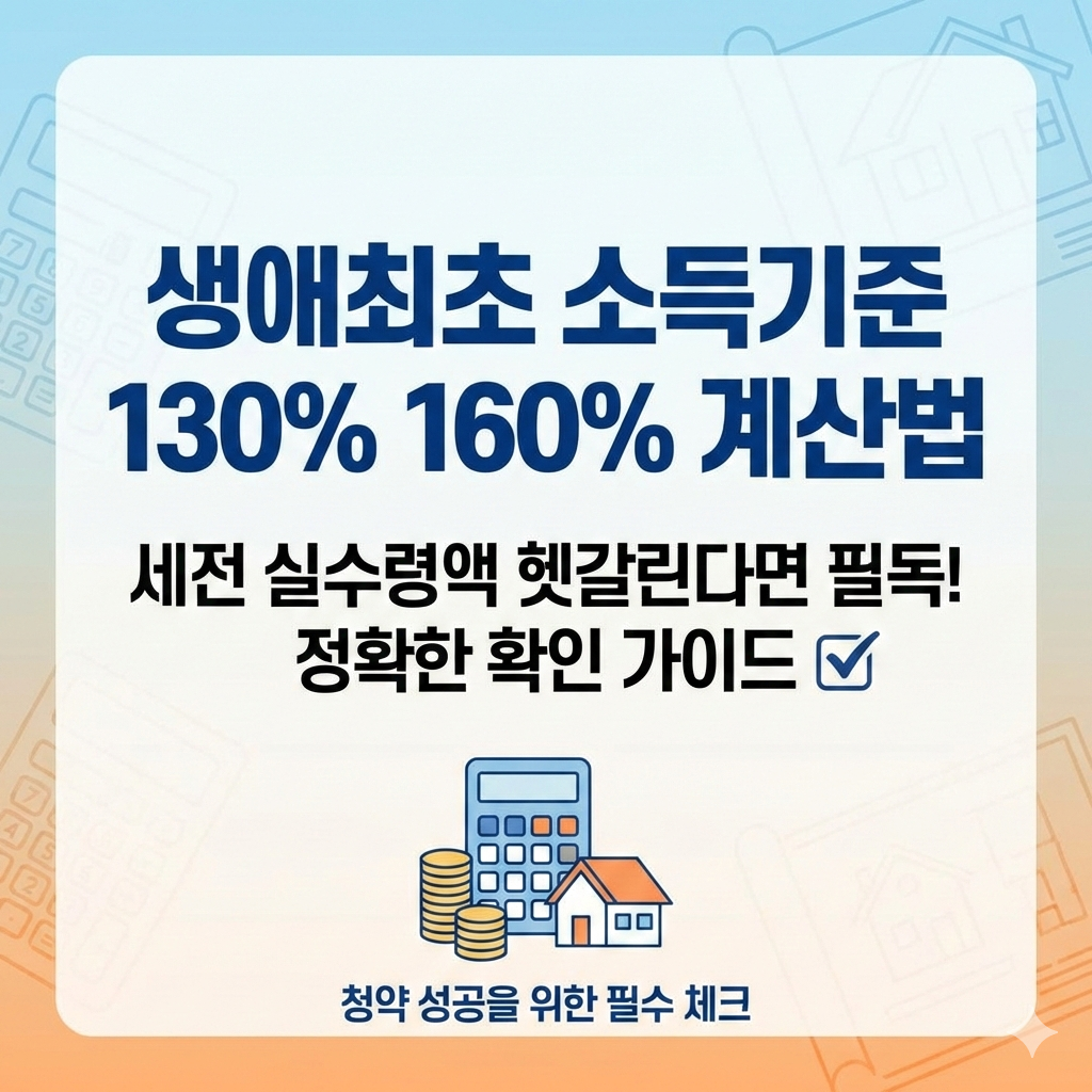 생애최초 소득기준 130% 160% 계산법과 세전 실수령액 확인 가이드
