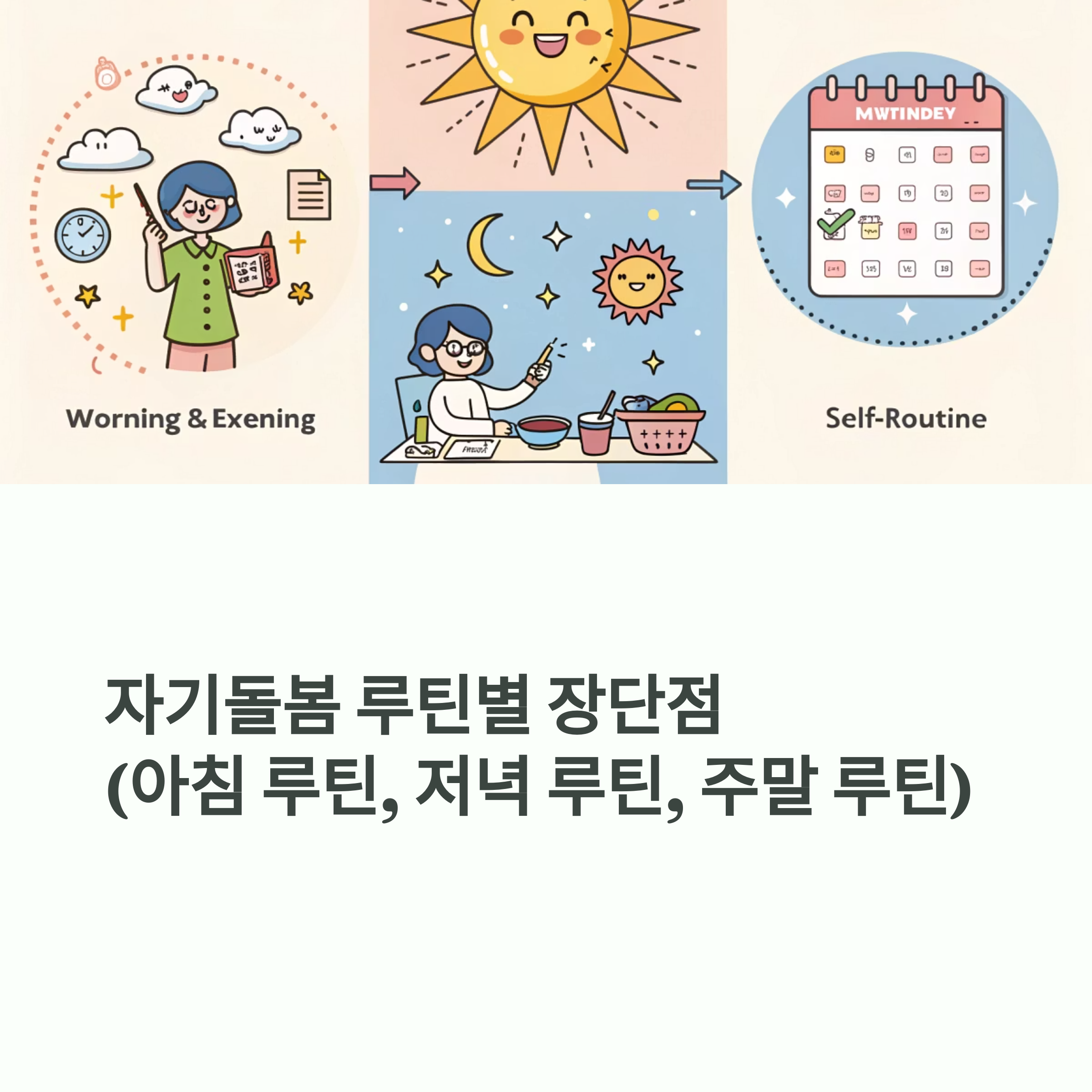 자기돌봄 루틴별 장단점 (아침 루틴, 저녁 루틴, 주말 루틴)