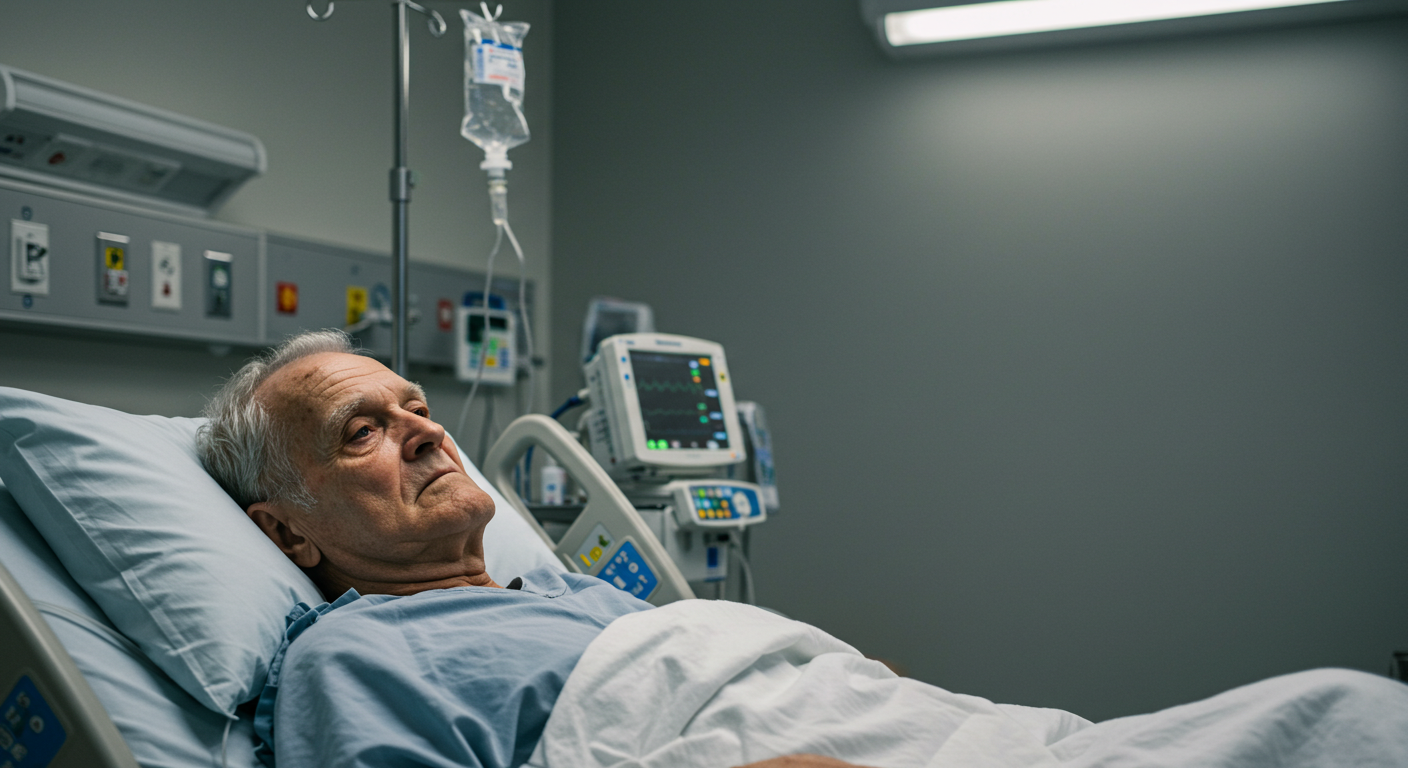 병실에 누워 있는 노인