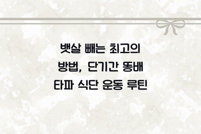 뱃살 빼는 최고의 방법