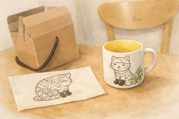 아무 설명 없이 건네준 고양이 컵