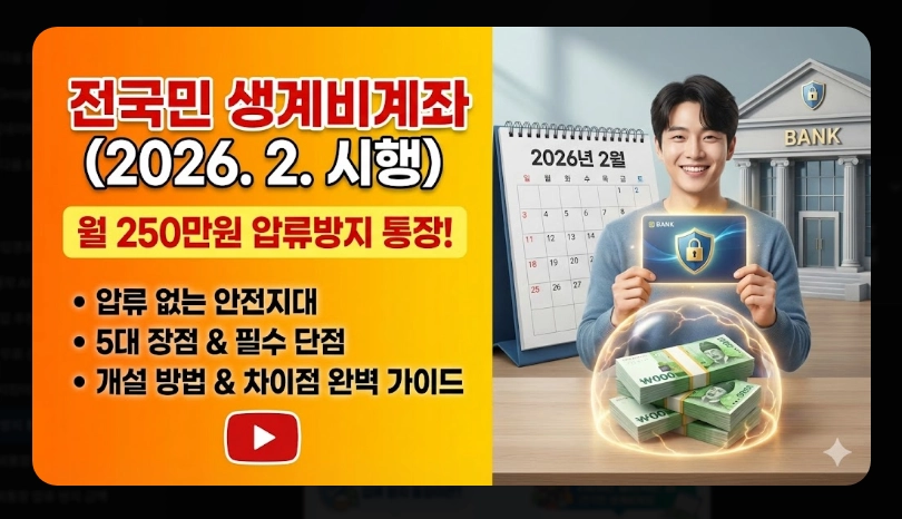 압류방지통장 장단점 비교 [2026년 기준] 생계비계좌 개설 전 반드시 확인할 5가지