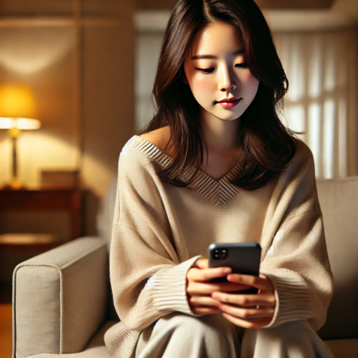 스마트 폰만 보는 여성