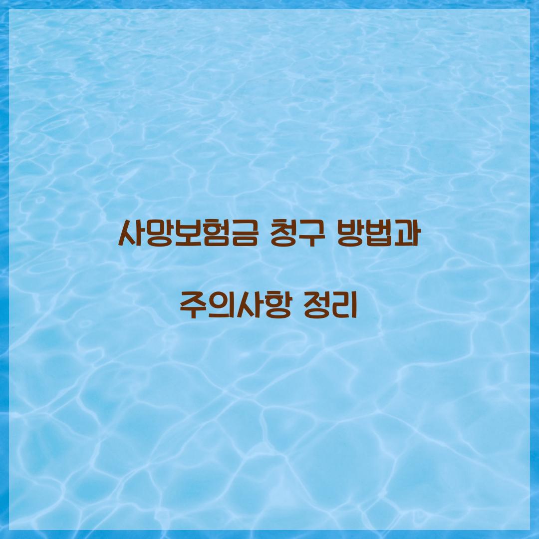 사망보험금 청구