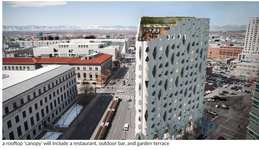 스튜디오 갱의 생물학적 외관 건축물 'Populus' Biophilic facade of studio gang's 'populus' will mimic aspen trees in denver