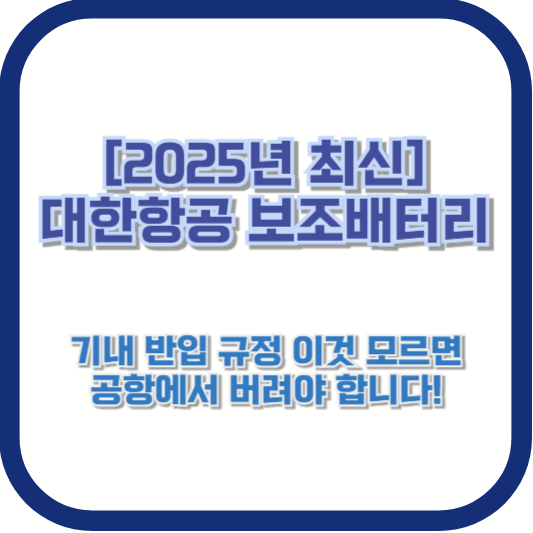 [2025년 최신] 대한항공 보조배터리 기내 반입 규정 🚨 이것 모르면 공항에서 버려야 합니다!