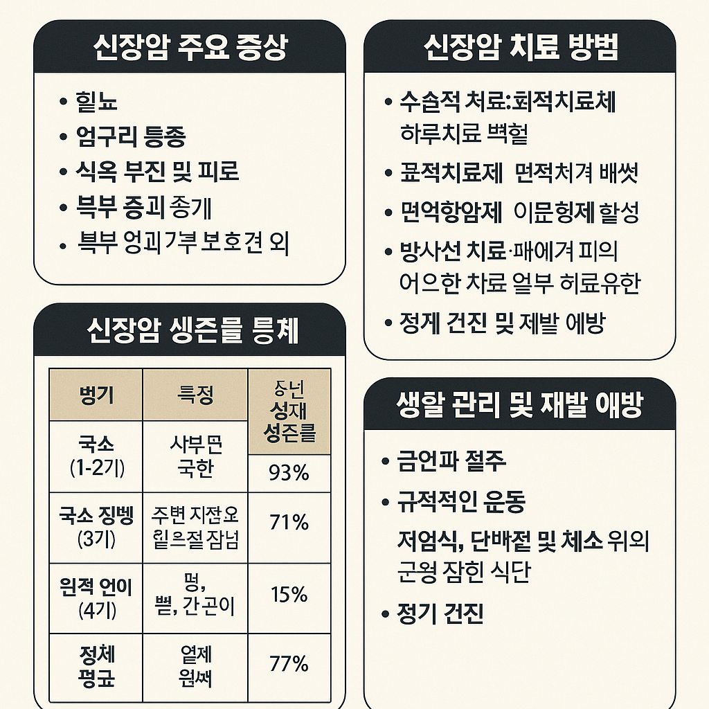 신장암 증상과 치료 방법, 단계별 생존률과 생활 관리법을 한눈에 정리한 대표 이미지