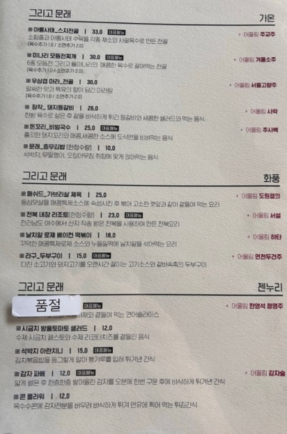 메뉴판