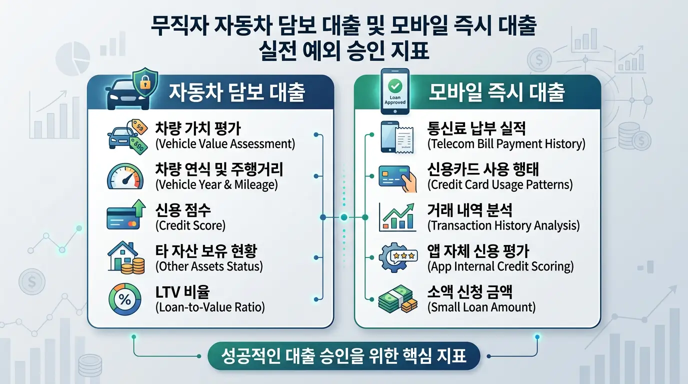 무직자 자동차 담보 대출 및 모바일 즉시 대출 실전 예외 승인 지표