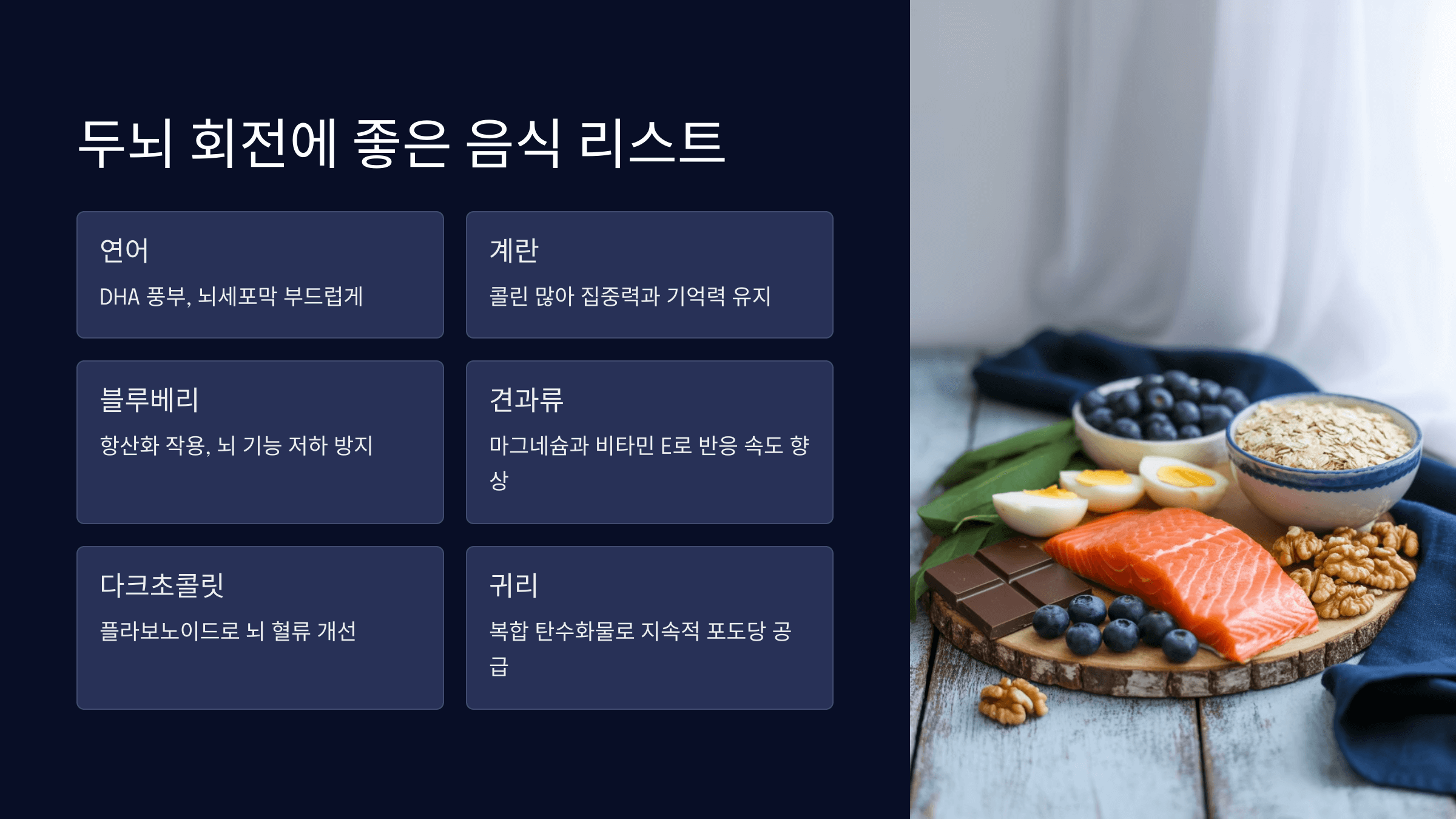 두뇌 회전에 좋은 음식 리스트