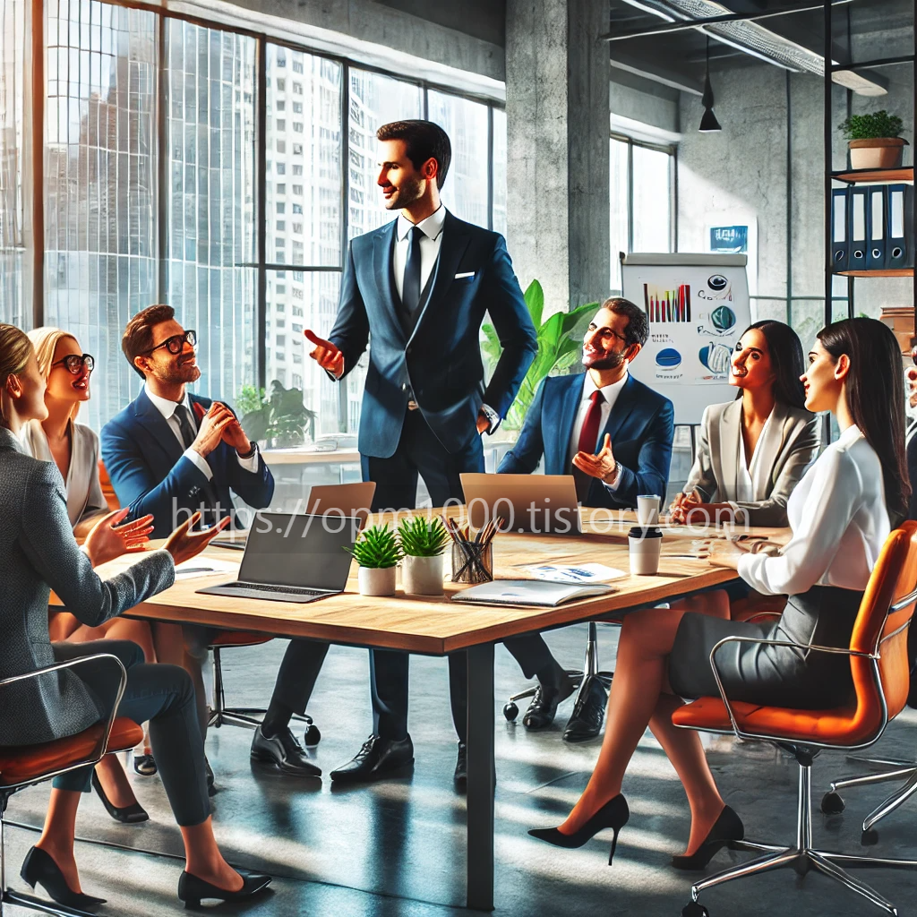 3명의 직원들 둔 대표가되다