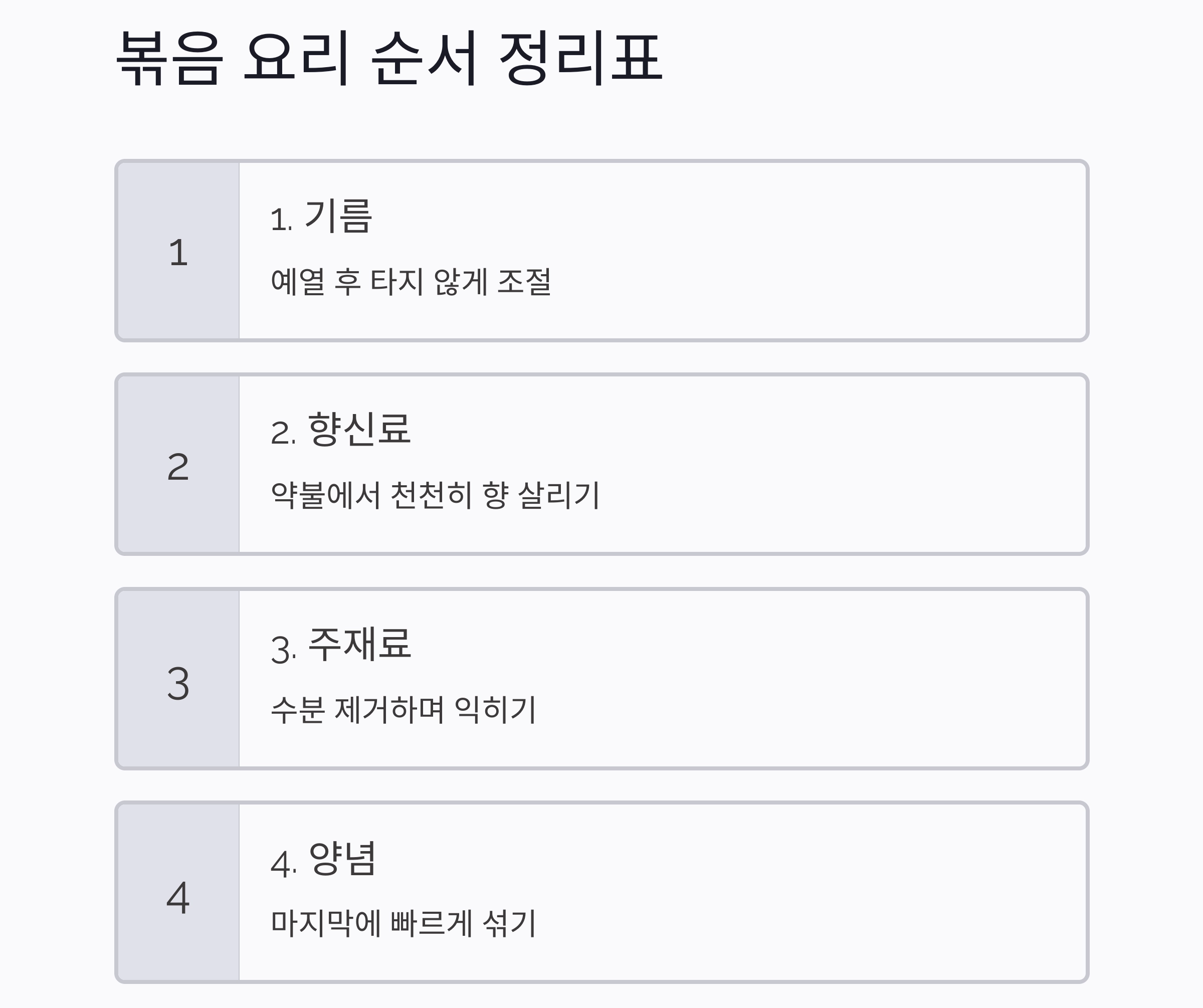 볶음 요리, 이 순서 하나로 맛이 달라진다! 기름&rarr;향신료&rarr;주재료&rarr;양념