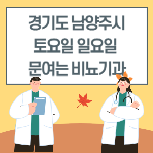 경기도 남양주시 토요일 일요일 비뇨기과 진료 문여는 병원 리스트