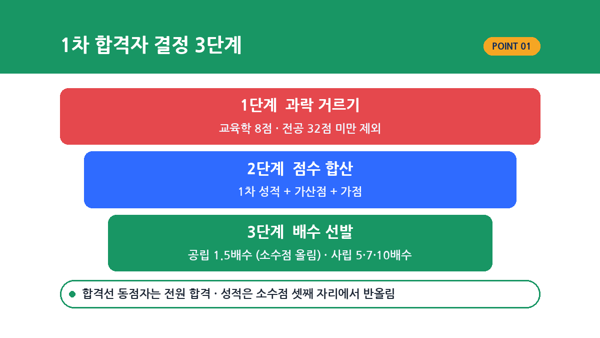 경기도 중등임용 1차 합격자 결정 기준 과락 1.5배수