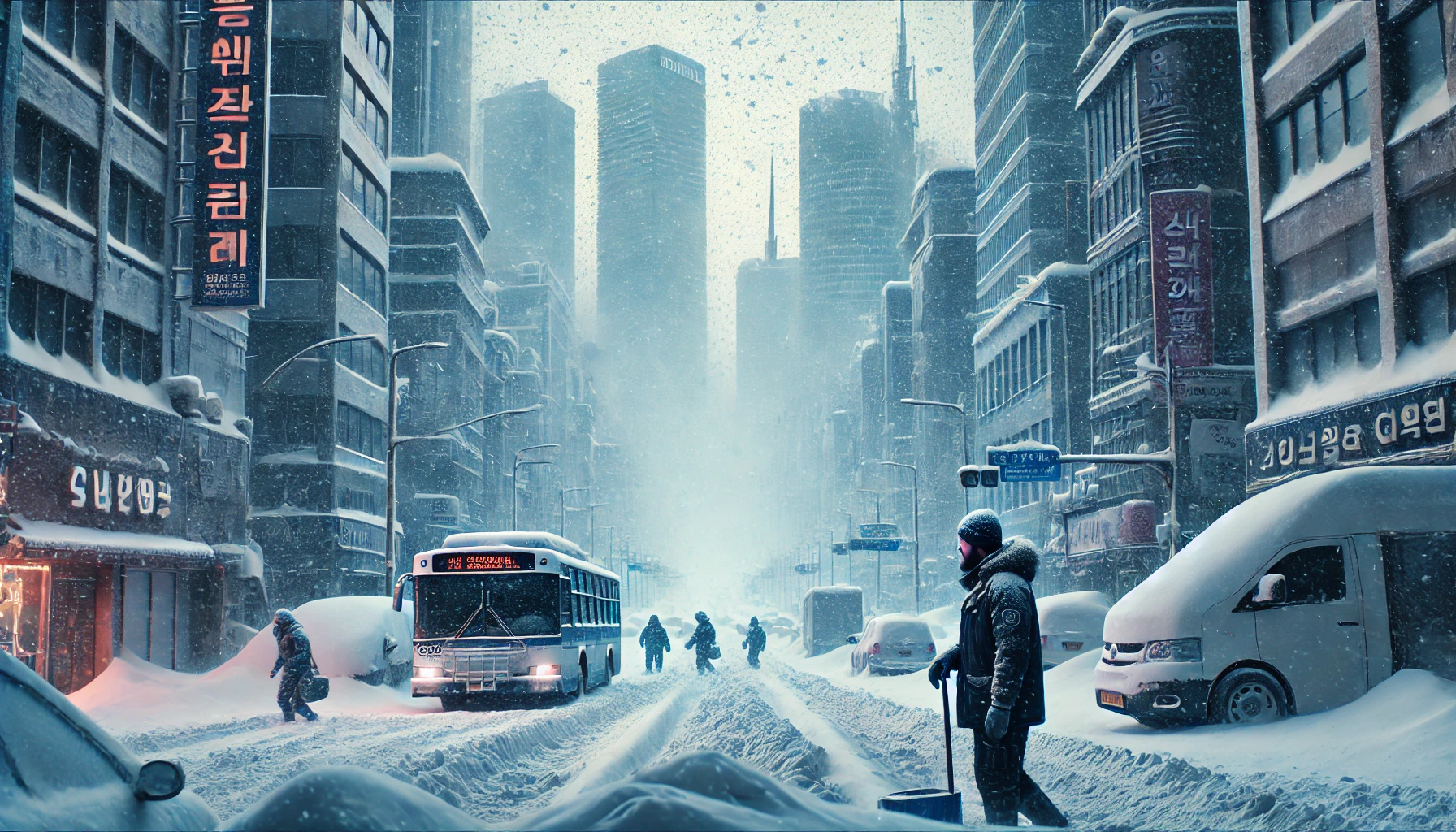 3월달에 내리는 폭설을 나타내는 이미지