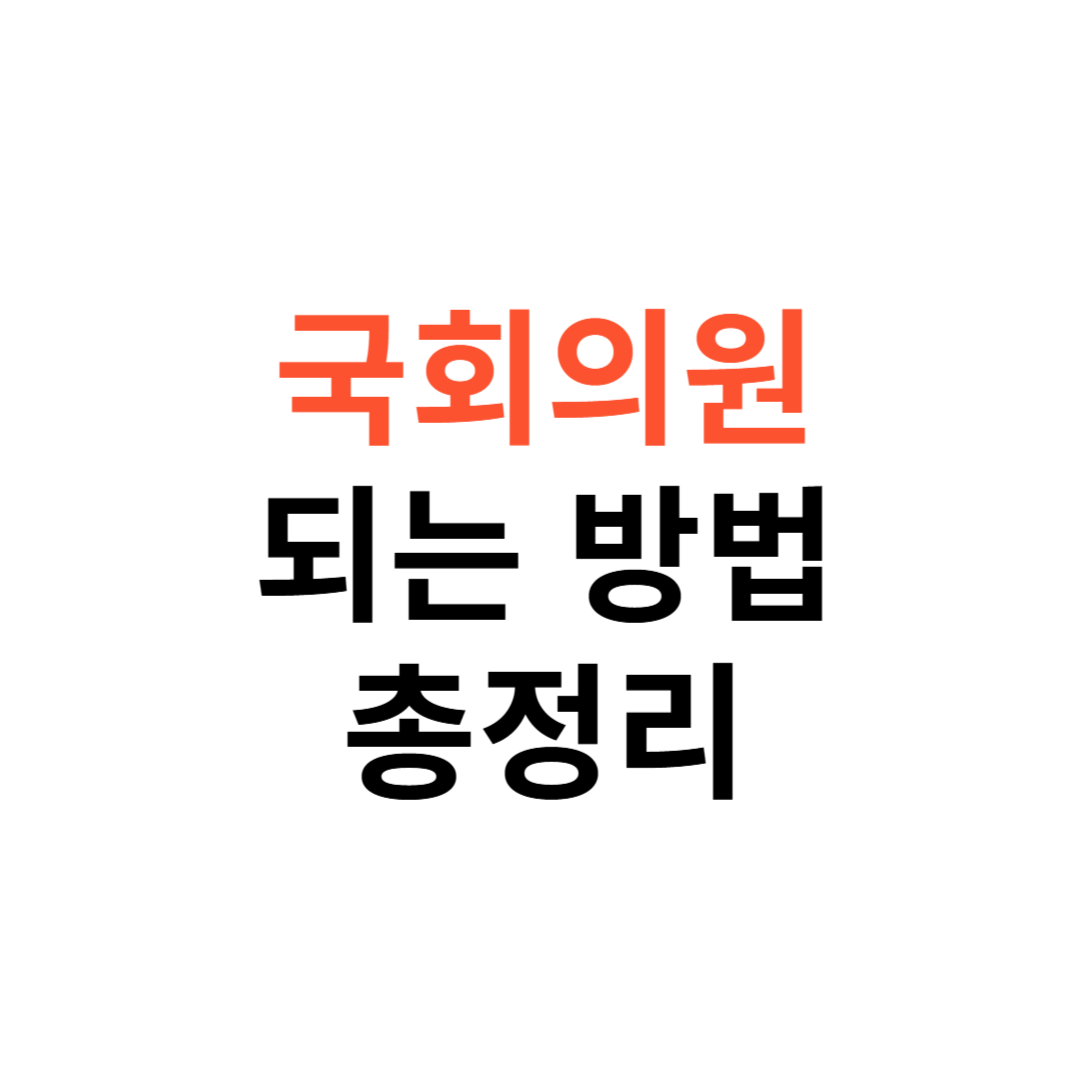 국회의원 되는 법