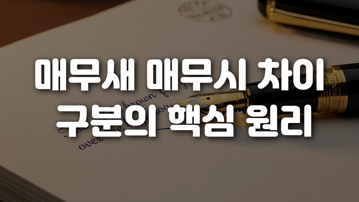 매무새 매무시 차이 구분의 핵심 원리