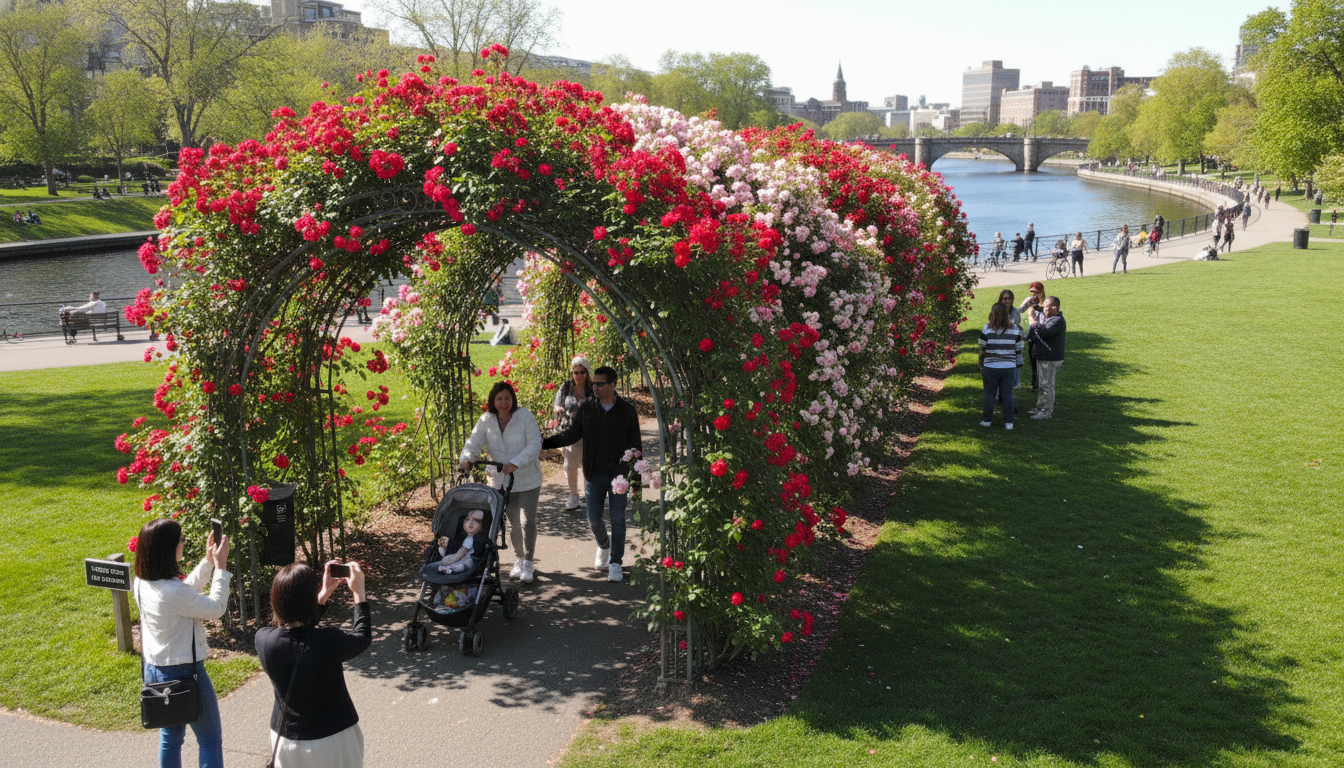 2026 서울국제정원박람회에 마련된 연인과 가족들의 로맨틱한 장미 정원 아치길 인생샷 스팟