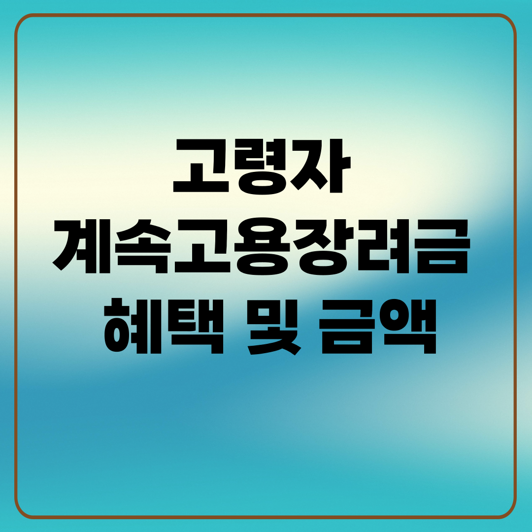 고령자 혜택 및 금액
