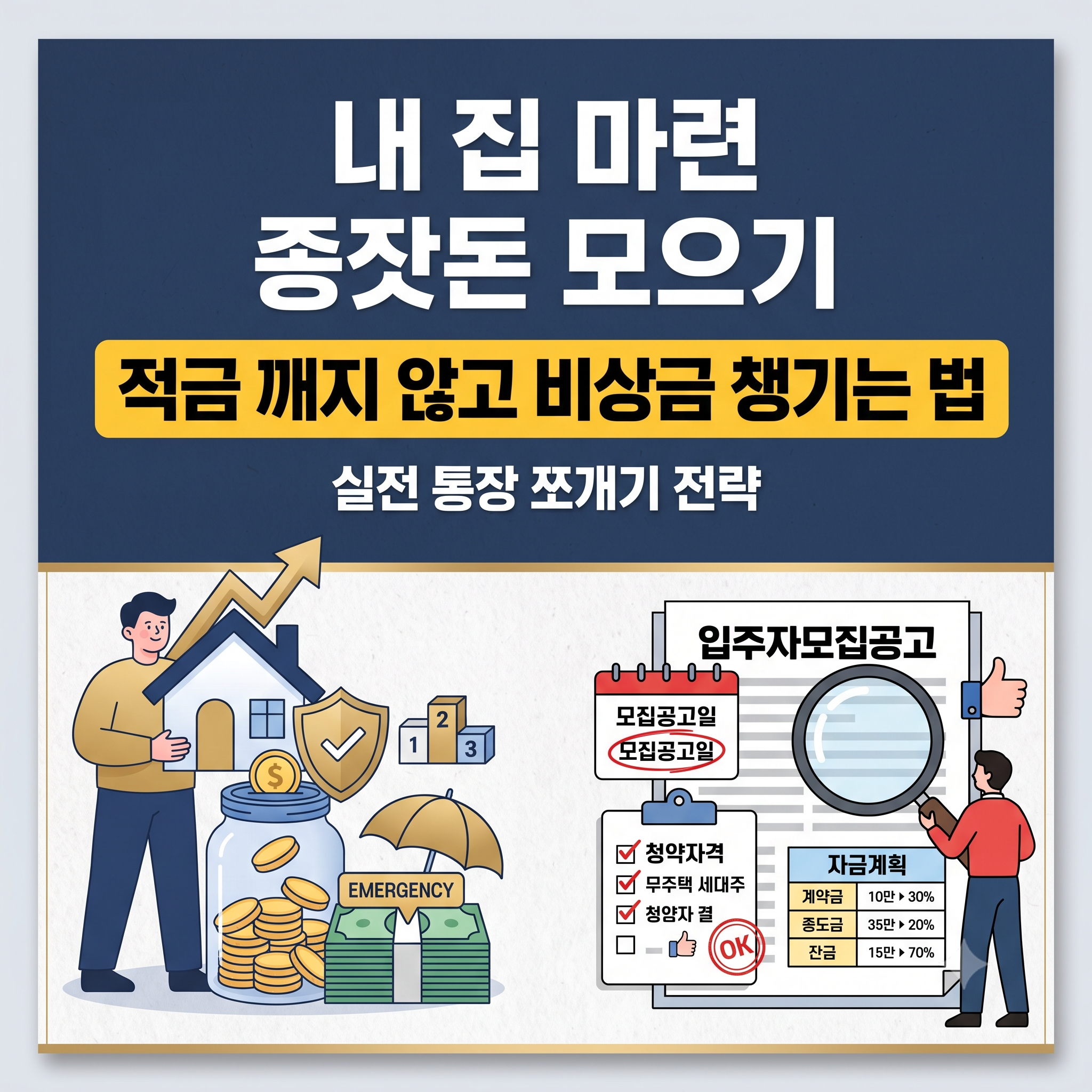 내 집 마련 종잣돈 모으기: 적금 깨지 않고 비상금까지 만드는 3단계 통장 시스템