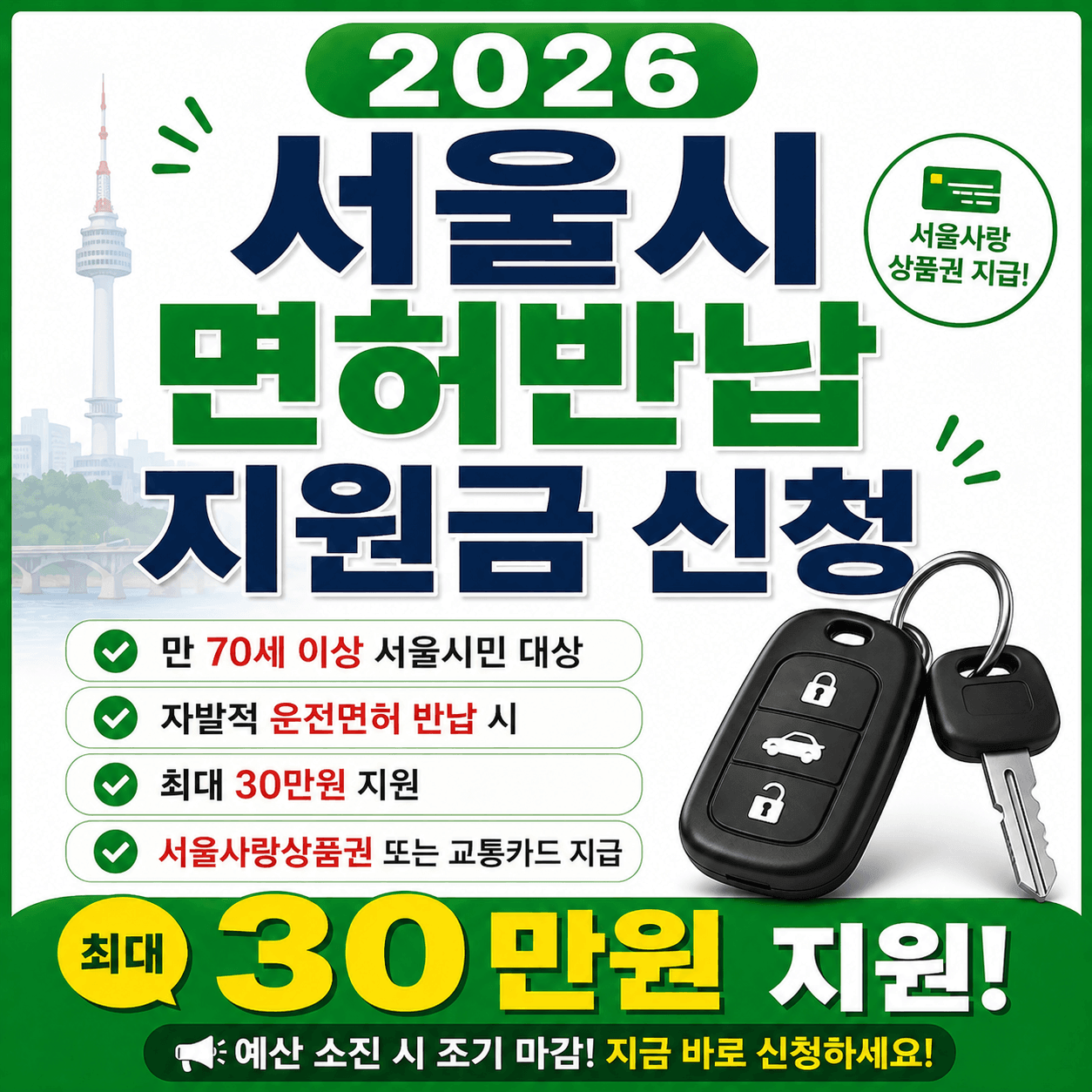 2026 서울시 고령 운전자 면허반납 지원금 신청하기