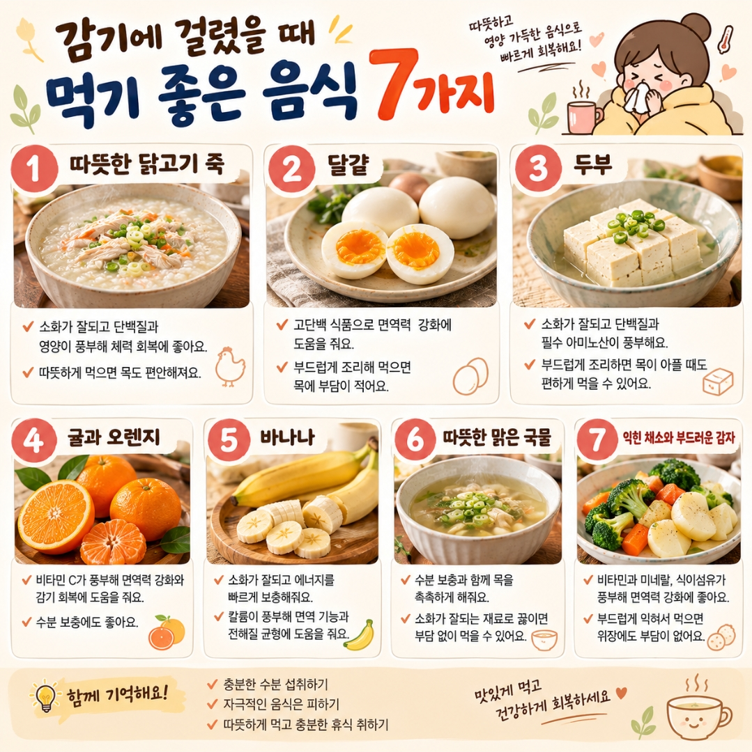 감기에 걸렸을 때 먹기 좋은 음식