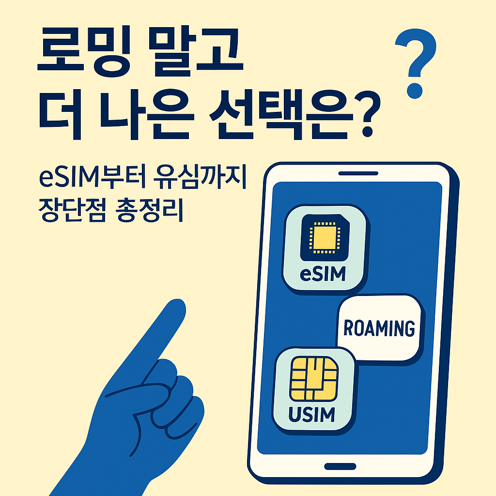 로밍 요금 폭탄 피하고 싶은 분들을 위한 꿀팁! eSIM, 유심, 포켓와이파이 장단점 및 요금 비교 필수 체크.
