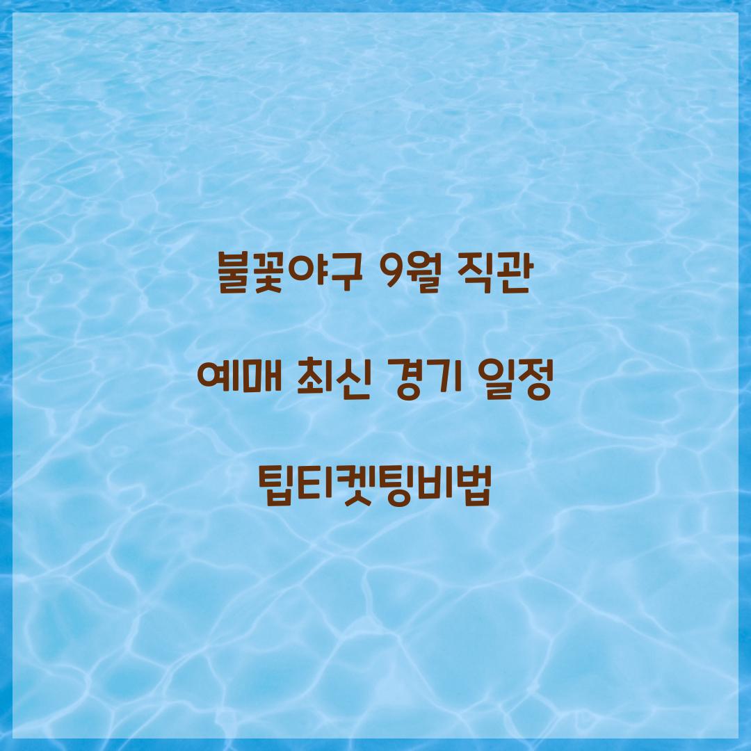 불꽃야구 9월 직관 예매