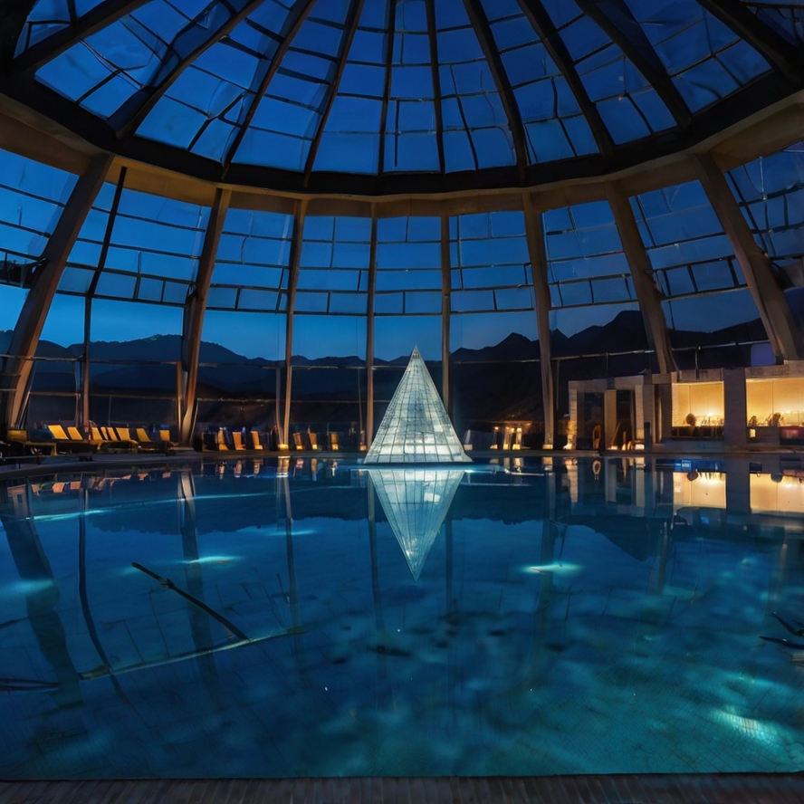 칼데아 온천을 묘사한 이미지