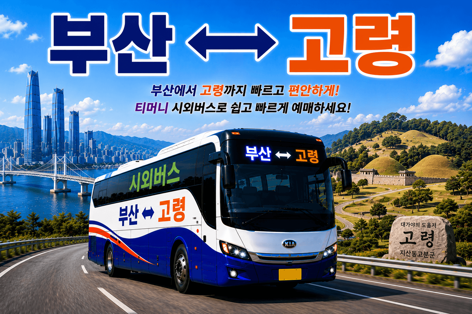 부산과 고령을 오가는 고마운 버스와 대가야 고분군