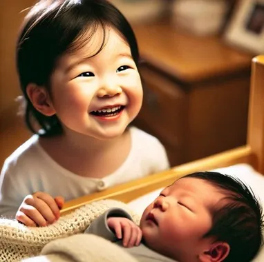 동생이 태어나 기쁜 아이