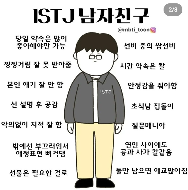 ISTJ 남자친구의 특징