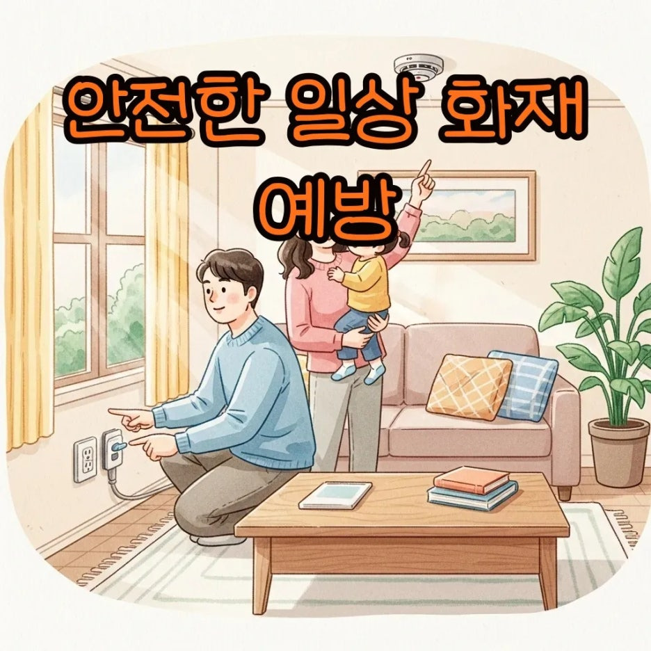 가족이 함께 화재 예방 수칙을 점검하는 모습