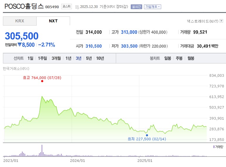 포스코홀딩스 주가