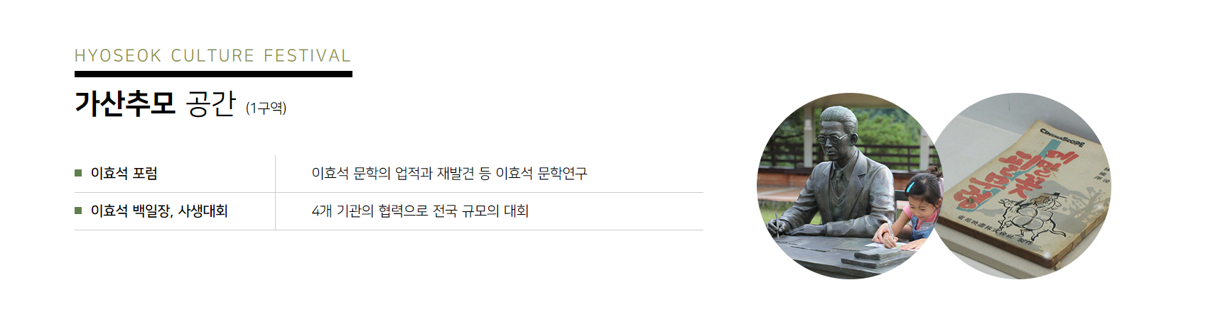 평창효석문화제 프로그램 가상추모공간