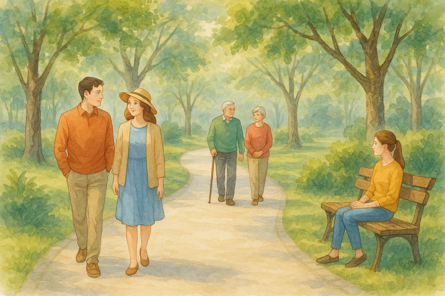 햇살 가득한 공원 산책