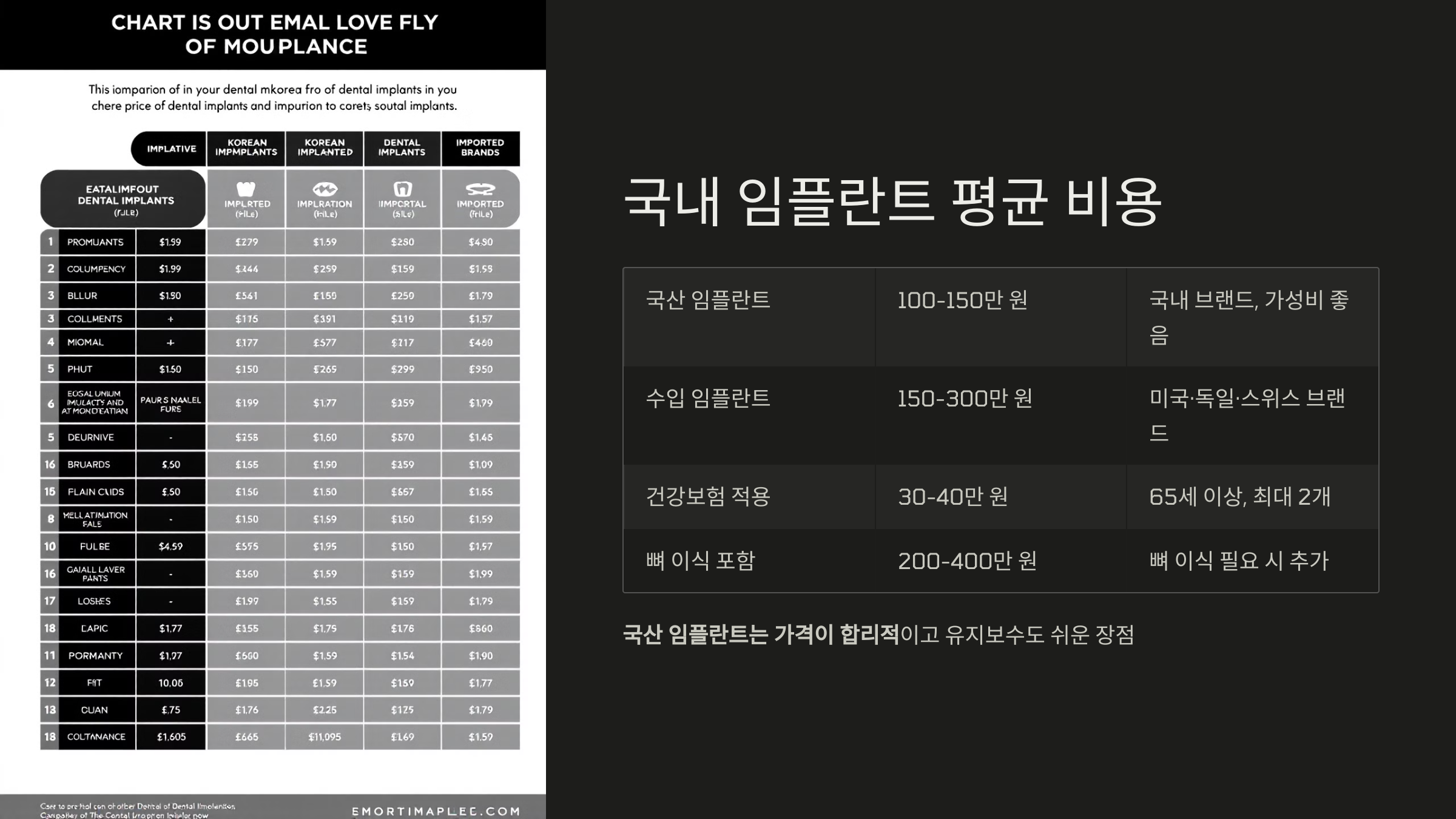 국내 임플란트 평균 비용