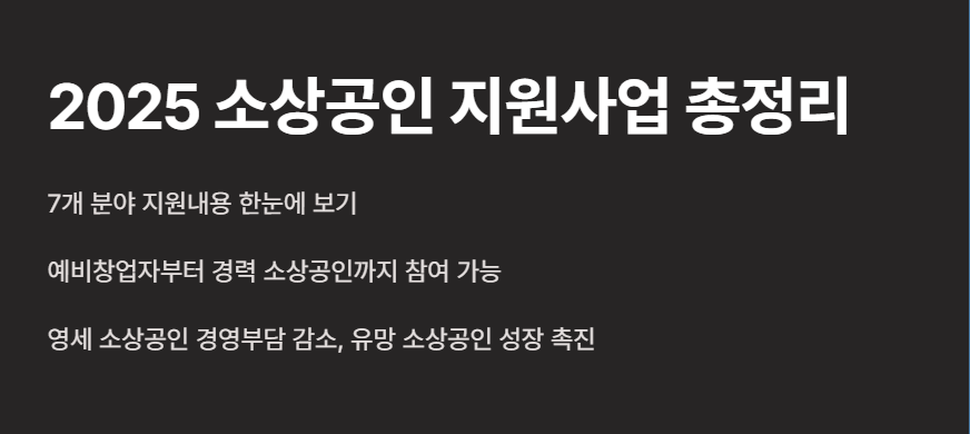 2025 소상공인 지원사업 총정리