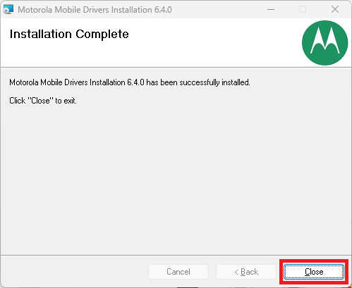 모토로라 드라이버 설치 완료