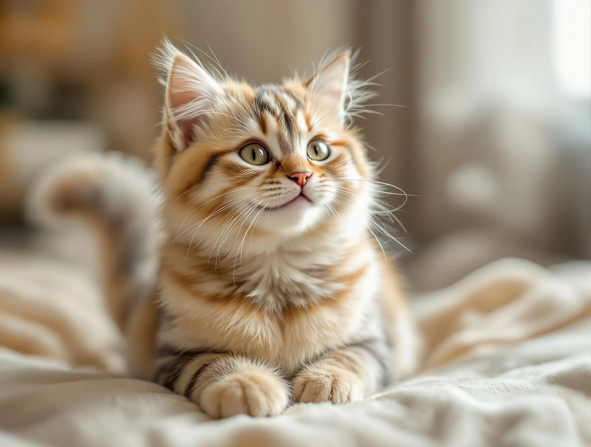 큰 눈을 가진 귀여운 한국 고양이 아기 고양이