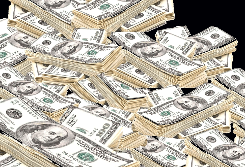 수천장의 달러 뭉치들이 가득하게 쌓여있다.