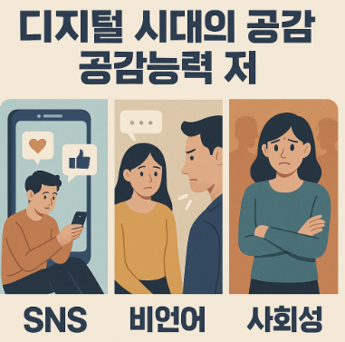 디지털 시대의 공감능력 저하 (SNS, 비언어, 사회성)