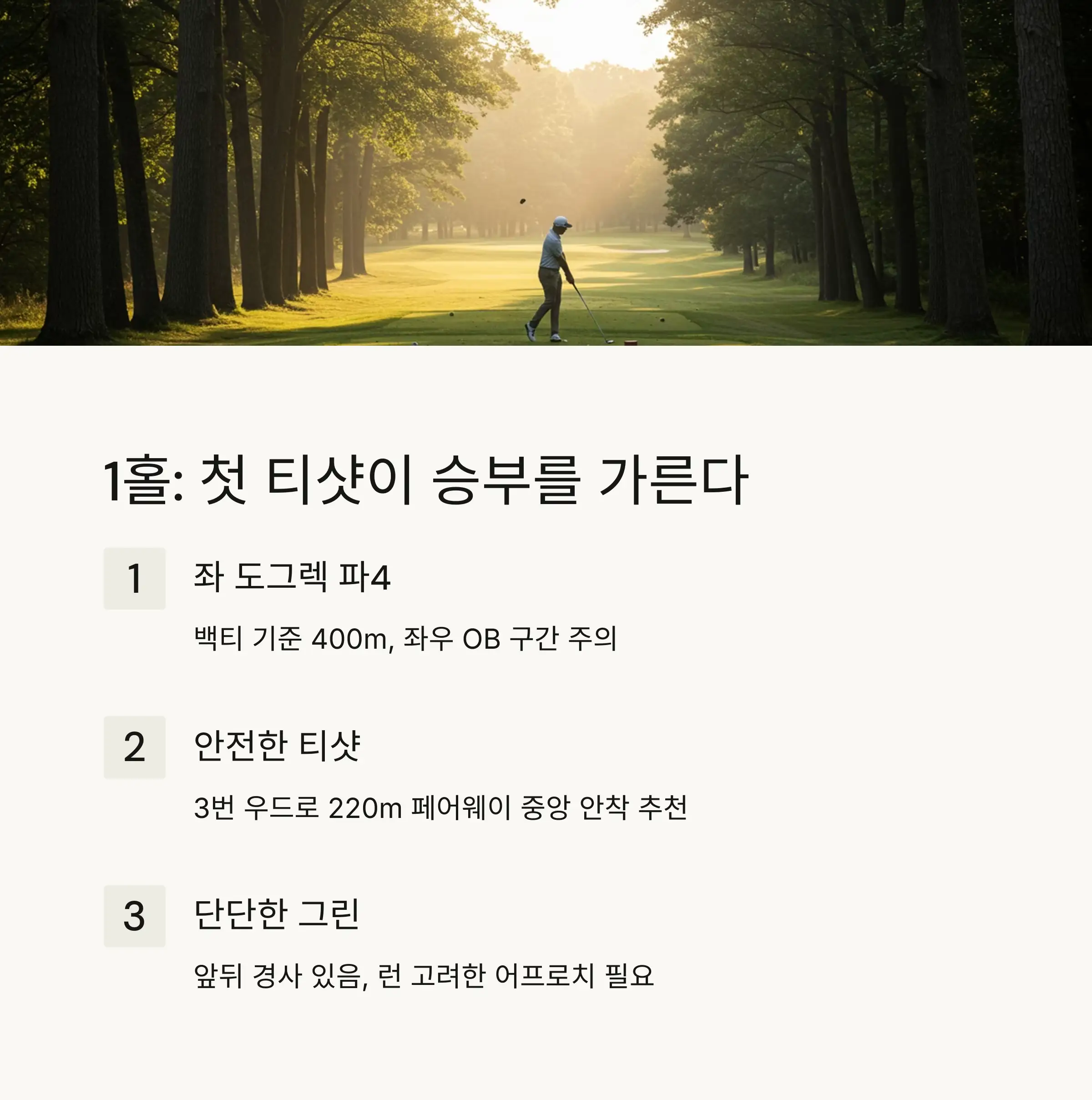 1홀 공략 포인트 🏌️