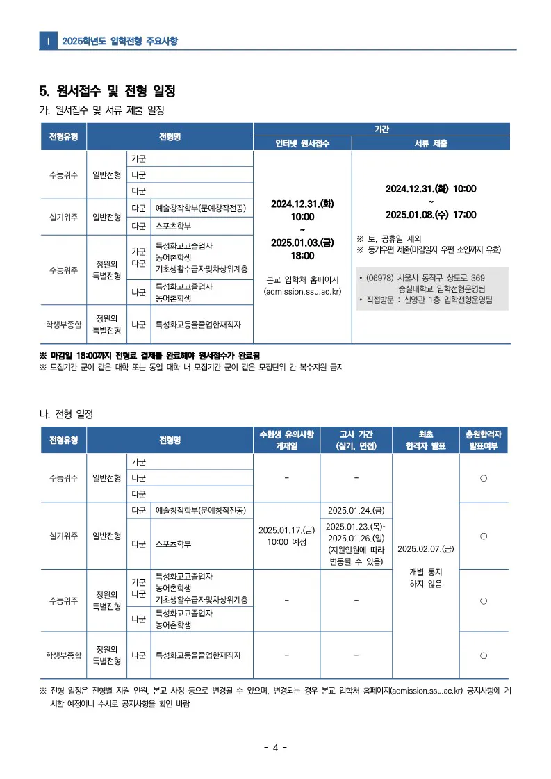 숭실대 정시 전형일정 2025 사진 1