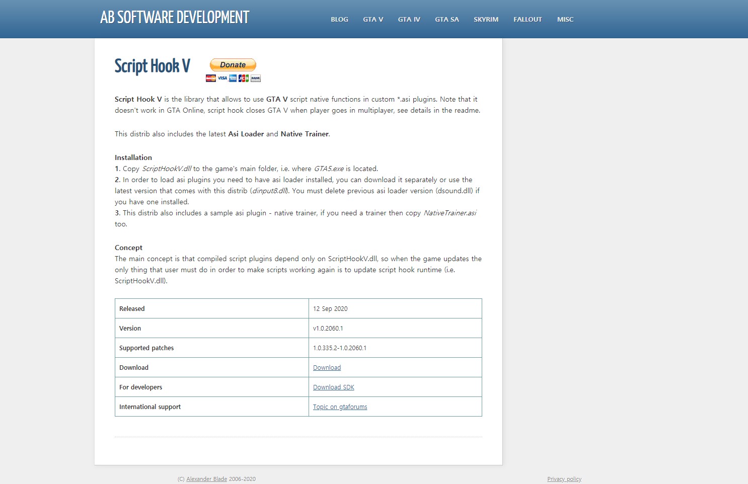 Script Hook V 다운로드