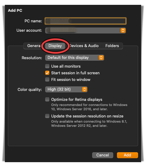 Microsoft Remote Desktop 해상도 설정