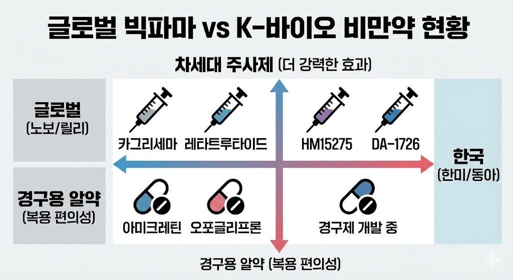 글로벌 빅파마 vs K-바이오 비만약 현황