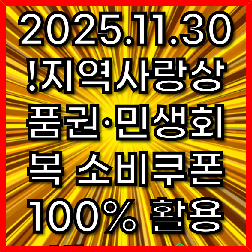 사용기한 2025.11.30!
지역사랑상품권&middot;민생회복 소비쿠폰 100% 활용법 🐥💸