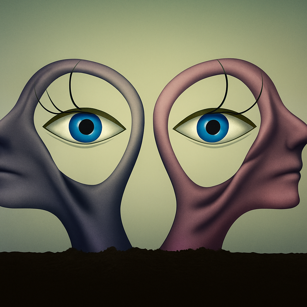 카르마의 거울 속에 비친 두 개의 자아, 서로를 응시하는 내면