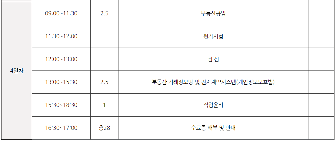 공인중개사 실무교육 일정